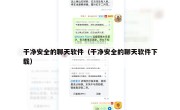 干净安全的聊天软件（干净安全的聊天软件下载）