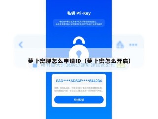 萝卜密聊怎么申请ID（萝卜密怎么开启）