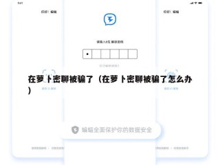 在萝卜密聊被骗了（在萝卜密聊被骗了怎么办）