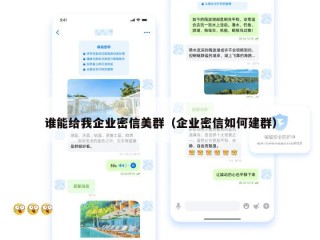 谁能给我企业密信美群（企业密信如何建群）