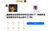 海鸥安全加密聊天软件怎么用不了（海鸥安全加密聊天软件怎么用不了了呢）