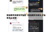微信聊天快捷文字加密（微信聊天快捷文字加密怎么设置）