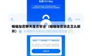 蝙蝠加密聊天是否安全（蝙蝠加密消息怎么解开）