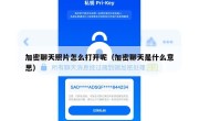 加密聊天照片怎么打开呢（加密聊天是什么意思）
