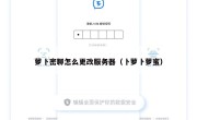 萝卜密聊怎么更改服务器（卜萝卜萝蜜）